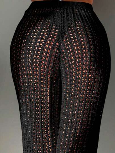 SHEIN Swim بنطلون طويل مبطن للنساء بنمط بوهيمي الأزياء النسائية