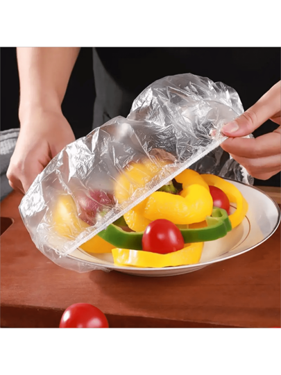 100 قطعة من أغطية الخضروات القابلة للتصرف، التي تحافظ على الطعام الطازج، وتحميه من الغبار، وتمنع الروائح الكريهة، وتحافظ على درجة الحرارة للاستخدام المنزلي وفي الثلاجة.