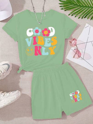 girls-sets ملابس عارضات أزياء للفتيات مزينة بطبعات زهور وحروف عارضة