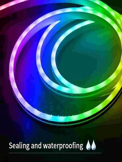 شريط إضاءة LED قابل للماء مقاس 5 فولت بمنفذ USB مع تحكم عبر التطبيق، وظيفة التزامن مع الموسيقى، وضع DIY، إضاءة  متدفقة نيون للزخرفة الجدارية، لوحة LED نيون، إضاءة حبل، إضاءة نيون  مرنة مع ألوان RGB دريمي، لغرفة النوم، حفلات الزفاف، الحفلات، الإعلانات، DC5