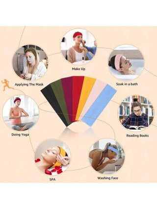8 قطع من عصابات الرأس العشوائية للنساء لا انزلاق - أزياء عصابات الشعر للنساء للرياضة ، عصابات الرأس القماشية الناعمة المطاطية للنساء لممارسة التمارين والرياضة و الجري