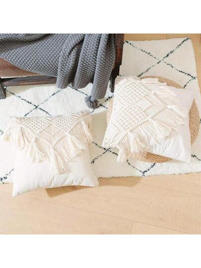 رمضان زينة رمضان غطاء وسادة مخدة من الماكرمي ، غطاء وسادة مطروق مبعثر للأريكة والأرائك والمنزل ، وسادة مربعة مريحة مع شرابات ، 1 قطعة