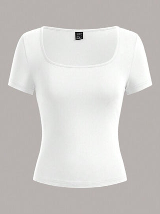 EZwear 3قطع تي شيرت تي كاجوال مقصور الأكمام والياقة المربعة للنساء ، صيف