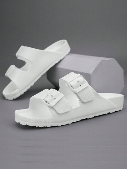 صنادل رجالية للانزلاق المضاد للماء بتصميم قابل للإبزيم ،غير قابلة للانزلاق وتمكّن من التهوية ،مقاس كبير