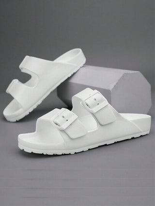 صنادل رجالية للانزلاق المضاد للماء بتصميم قابل للإبزيم ،غير قابلة للانزلاق وتمكّن من التهوية ،مقاس كبير