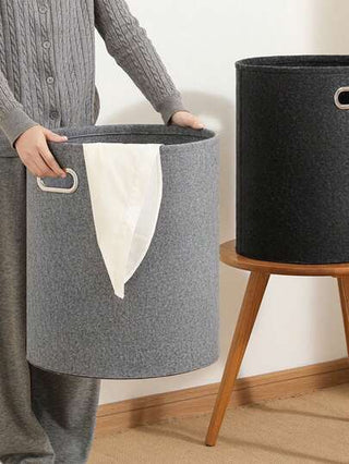 سلة غسيل كبيرة من الشعر المُلبَّد، حاوية ملابس قذرة قابلة للطي، صندوق تخزين منزلي للعب الأطفال والعناصر المتنوعة مثل البناطيل والأحذية والجينز والبوت والتنورة، سلة غسيل، سلة غسيل قابلة للطي، منظم حمام، سلة، سلة تخزين