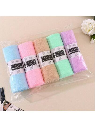 5 ألوان لمنشفة سميكة عالية الكثافة من الصوف القطني، سريعة الجفاف ولا تسقط، معبأة في بطاقة ورقية وشريط للهدايا