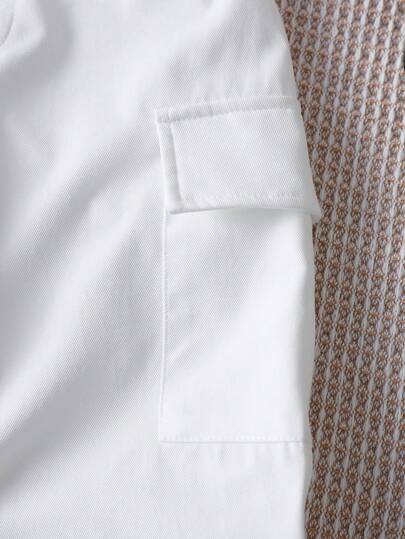 SHEIN بنطلون صبي رياضي بخصر مرن ولون سادة مع جيوب مناسب لفصلي الربيع والصيف