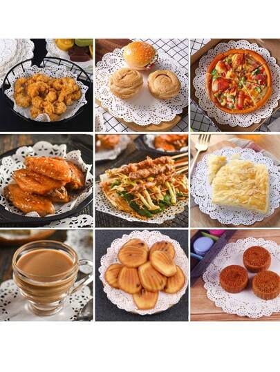 100 قطعة من الدانتيل الورقي الأبيض الدائري، أطباق ورقية تأشيرية قابلة للتخلص منها، للأعمال اليدوية، ديكور المائدة، الحفلات، الأعراس، الكيك، الحلويات، المقرمشات، المشوي، المقلي، بيع الأطعمة