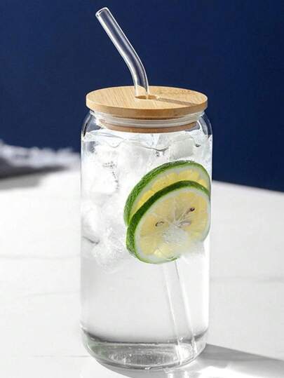 قطعة واحدة كوب زجاجي مقاوم للحرارة سعة 400/550 مل، مع غطاء وقش وكوب مسطح، مناسب لتحضير القهوة وشاي الحليب والعصير، صالح لاستخدام المنزل أو المكتب