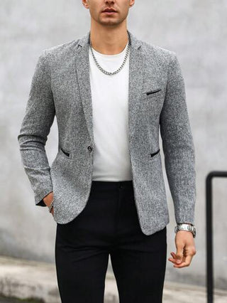 Manfinity Bizformal للرجال جاكيت بطباعة أشكال الفضاء جيب صف ازرار احادية