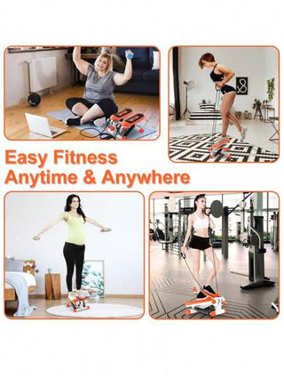 ستيبر صغير للتمارين، درج ستيبر مع أربطة مقاومة وحساب السعرات الحرارية، جهاز خطى صحي ولياقة للمنزل والمكتب