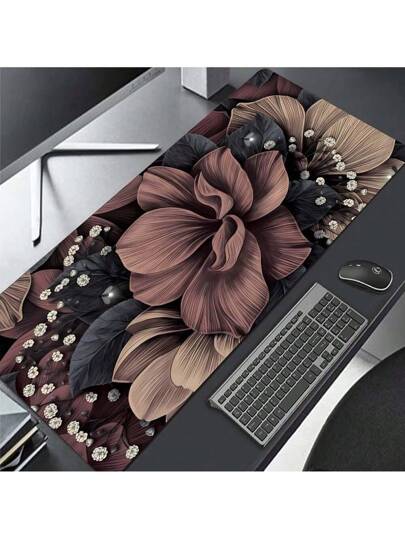 وسادة مكتب كبيرة بنمط زهري أنيق مقاومة للانزلاق مناسبة للألعاب الإلكترونية والمكتب مع حواف مخيطة، هدية مثالية للمحترفين والفتيات والنساء والعودة للمدرسة
