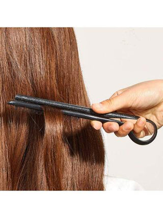 1 قطعة مشط شعر على شكل V مستقيم قابل للطي، أداة لتنعيم جذور الشعر الطبيعية وإضفاء النعومة