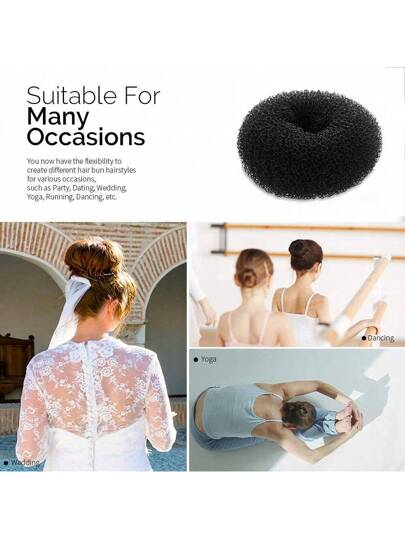 قطعة واحدة ، صانع كعكة الشعر المضفر ، رباط شعر صلب لصنع كعكة الشعر ، كعكة دائرية ، 2 حلقة شوشن مفرد لتشكيل كعكة الشعر القصيرة والرقيقة