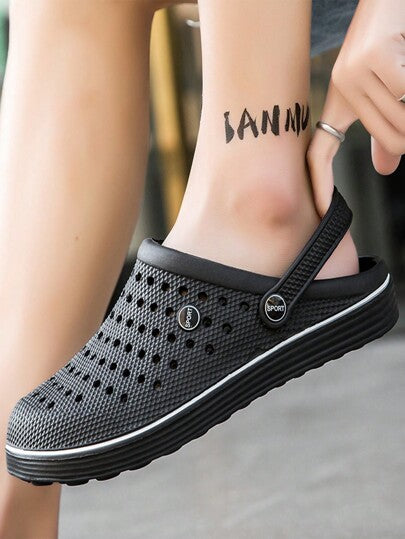 حذاء رجالي مقاوم للماء مضاد للانزلاق بإصبع مغلق وثقوب، صندلين في واحد