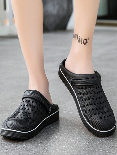 حذاء رجالي مقاوم للماء مضاد للانزلاق بإصبع مغلق وثقوب، صندلين في واحد