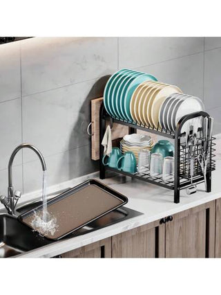 رف تخزين المطبخ المتعدد الوظائف: حامل صحون ، حامل أدوات المائدة ، صندوق تخزين ، حامل تجفيف