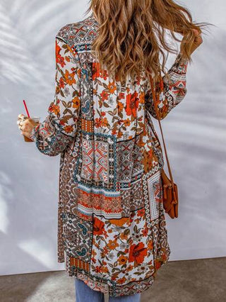 Astylish كيمونو طويل كارديجان نسائي مفتوح الأمام مزخرف بنقشة زهور، طراز بوهو شيك مريح، معطف صيفي للشاطئ