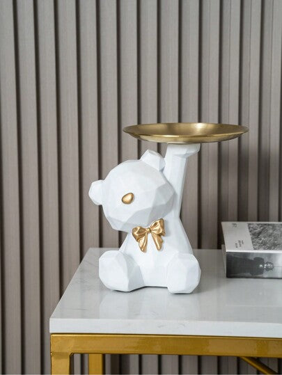 1 قطعة تمثال دب جميل من الراتنج مع صينية لديكور غرفة المعيشة ، تخزين المفاتيح في المدخل ، الخزانة ، الطاولة ، بنك نقدي منزلي ، هدية عيد ميلاد ، هدية عيد الميلاد! ، المطبخ