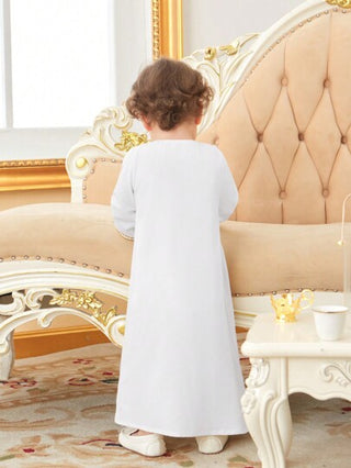 SHEIN رداء طويل تقليدي للأطفال الذكور مع تطريز على الحواف الذهبية وسحاب