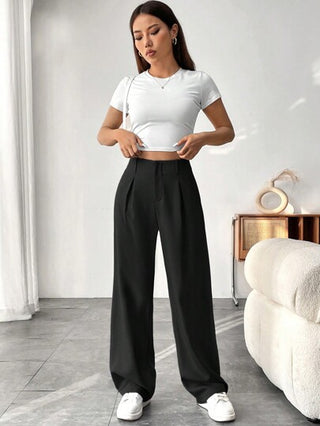 Flirla بنطلون نسائي طويل بلون سادة لفصلي الربيع والصيف