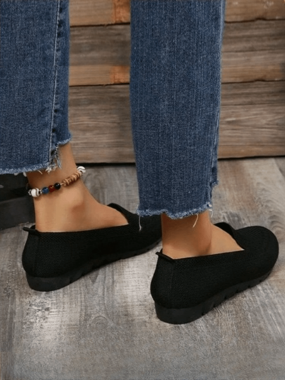 أحذية حريمي سبور سوداء محبوكة بشريط مرن، أحذية أم مريحة وتنفس مناسبة للربيع والخريف (ينصح طلب مقاس أكبر بمقدار في حال القدم ضيقة أو سميكة أو كبيرة الحجم)