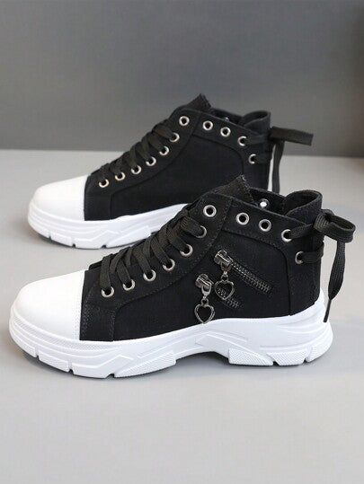 أحذية كاجوال للنساء المقاس 35-45 ذات السُّمك الكبير والكعب المرتفع للجميع المواسم، تصميم مُريح وقابل للتنفس، إغلاق بسحاب، طراز أنيق، متعدد الاستخدامات وخفيف الوزن، مناسب للرياضة والارتداء اليومي