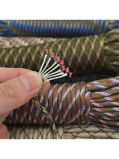 حبل مظلة 7 نواة بقطر 4 ملم طول 16.4 قدم / 5 أمتار للتخييم في الهواء الطلق، أساور مصنوعة يدويًا، خطوط غسيل، مستلزمات التخييم في حالات الطوارئ