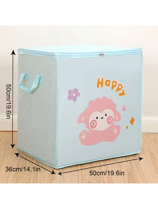 1 حقيبة تخزين ذات سعة كبيرة بتصميم كرتوني، بغلق على شكل سحّاب، من مواد مقاومة للرطوبة مناسبة لتخزين الملابس والبطانيات، مناسبة لعيد الحب