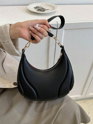 حقيبة إبط صلبة بلون PU ذات سحاب ، حقيبة هلالية ، حقيبة كتف عمل عصرية بطراز الرجعية ، حقيبة متعددة الاستخدامات ، مناسبة للاستخدام اليومي للنساء في مكان العمل