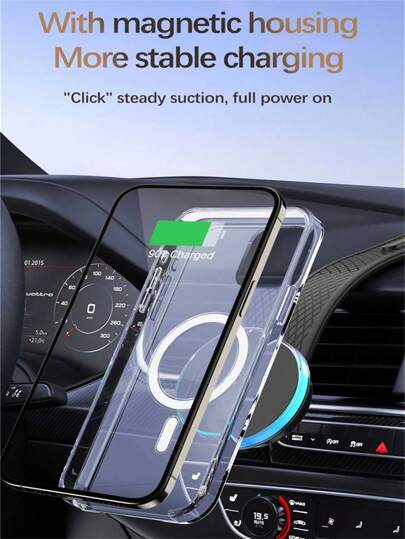 حامل شاحن السيارة اللاسلكي، قاعدة حامل الهاتف في السيارة، محطة متوافقة مع أجهزة الايفون 15 و14 و13 و12، شاحن السيارة اللاسلكي المغناطيسي المتوافق مع الهواتف الايفون 16/15/14/13/12/11/8/ايكس اس/ايكس اس ماكس/ايكس ار/ايكس/ بلس/ميني/برو/برو ماكس/ايكس اس/اي اس