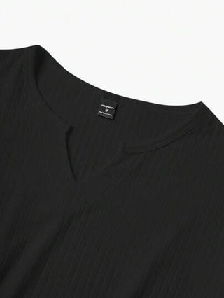 Manfinity RelaxMax قميص قصير الأكمام لرجال الخامة عمودية معقودة على الرقبة للربيع والصيف