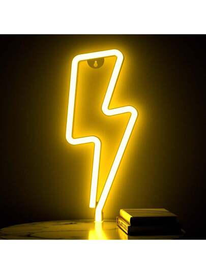 لوحة إضاءة البرق النيونية بالطاقة من خلال يو اس بي/بطارية 13.3x5.1 بوصة (حوالي 34x13 سم) لتزيين الجدران في غرفة النوم، الصالة، حفل عيد الحب، حفل عيد الميلاد، عرس، المنزل، الحانة