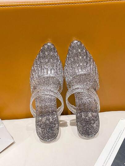 شبشب نسائي بكعب منتصفي ورأس حذاء مدبب لصيف، أحذية عمل عادية أنيقة بكعب مصفّح عالي ورأس حذاء مغلق