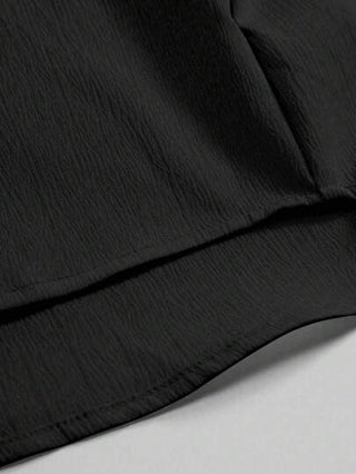 Manfinity Homme قميص رجالي فضفاض اللون الأحادي ذو ياقة عالية وأكمام طويلة، مناسب للخريف