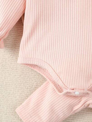 SHEIN أفرول بأكمام طويلة وسروال طويل للأطفال الرضع بجلبة مجموعة 2 قطعة لون سادة 3 مجموعات للارتداء في المنزل