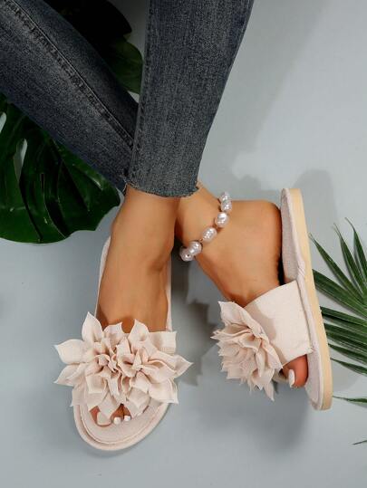 نعال شاطئ نسائية بطبعة زهرية موديل 2024 الجديد، بكعب مسطح وطراز حلو، متعدد الاستخدامات للمنزل والإجازات