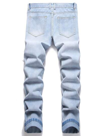 جينز رجالي ضيق مشوه مع جيوب