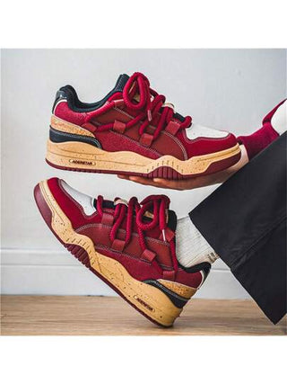 حذاء رياضي عارض رياضي أحمر للرجال ,حذاء كاجوال عارض وعملي مع باطن عريض, حذاء رياضي كاجوال منخفض القصة