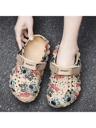 صنادل رجالية مسامية بتصميم مجوف مع إصبع مغلق ، مضادة للانزلاق ومقاومة للاهتراء، شبشب مضاد للروائح ، أحذية شاطئ صيفية