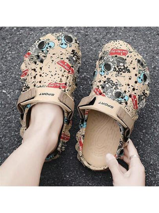 صنادل رجالية مسامية بتصميم مجوف مع إصبع مغلق ، مضادة للانزلاق ومقاومة للاهتراء، شبشب مضاد للروائح ، أحذية شاطئ صيفية