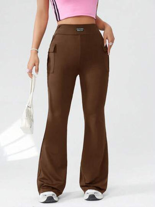EZwear سروال كاجوال مريح للنساء بأسلوب الجاكار بنقشات الحروف الأبجدية، بجيب وبقصة واسعة