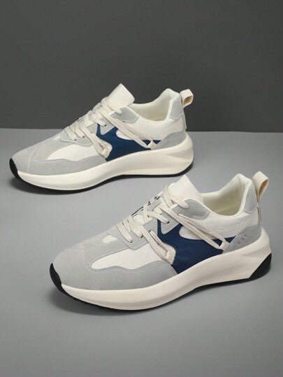 (ترتدي مقاسات صغيرة) أحذية رياضية رجالية خفيفة الوزن متعددة الاستخدامات للخارج، مريحة وبسيطة بتباين الألوان