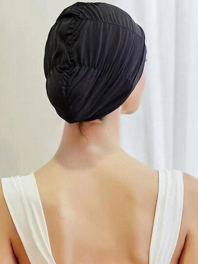 قبعة سباحة من خامة مجعدة للجنسين مع زيادة في محيط الرأس للشعر الطويل وحماية الأذن