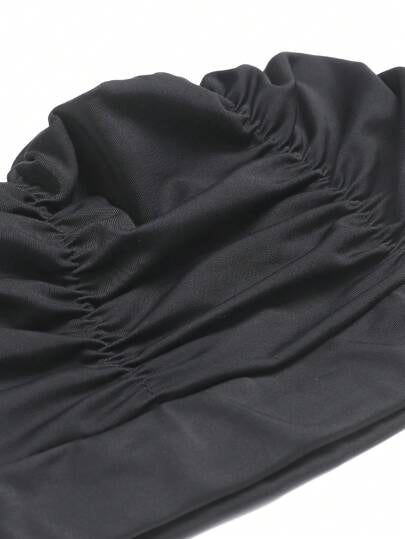 قبعة سباحة من خامة مجعدة للجنسين مع زيادة في محيط الرأس للشعر الطويل وحماية الأذن