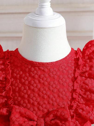 فساتين بيبي فستان طفلة أنيق بزخرفة الزهور والقصّات من التول والعقدة