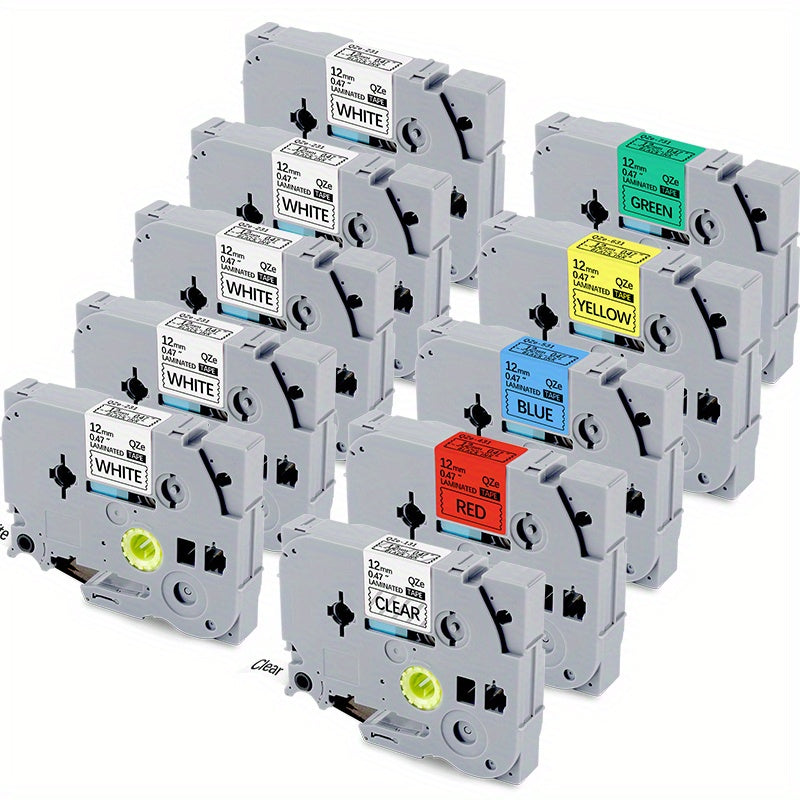 10 قطع شرائط ملصقات من مادة PET متوافقة مع طابعات العلامات Brother P-Touch، بديل لشرائط TZe-131 و231 و531 و631 و731، مقاس 1.19 سم × 7.99 متر - مغلفة للاستخدام الداخلي والخارجي