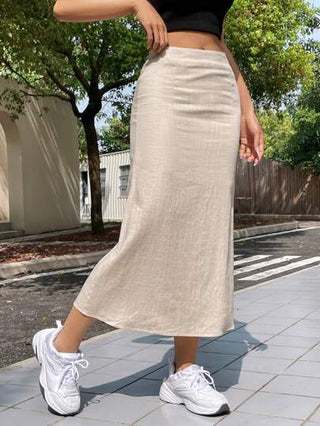 EZwear تنورة طويلة خفيفة من الكتان والصيف بجودة عالية