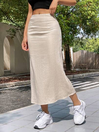 EZwear تنورة طويلة خفيفة من الكتان والصيف بجودة عالية